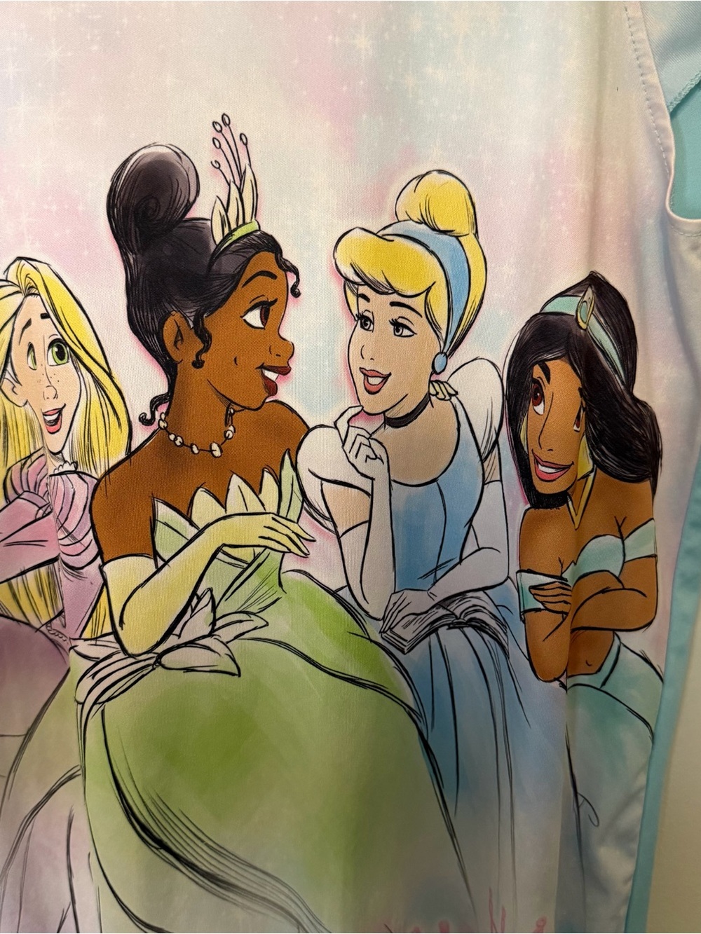 Disney Princess Girls Nightgown Size L 10/12 Rapunzel Tiana Cinderella Jasmine - Picture 4 of 5